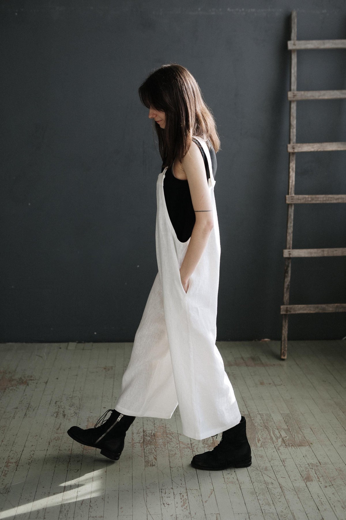 White Linen Overalls