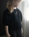 Black Linen Puff Sleeve Top