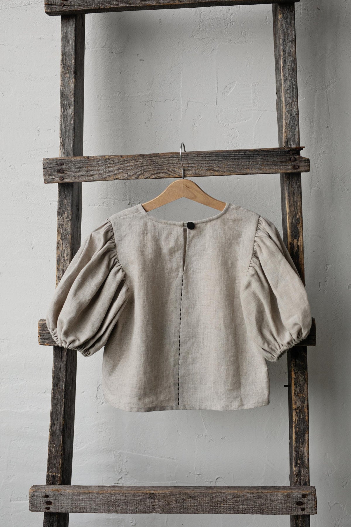 Natural Linen Puff Sleeve Top