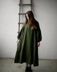Forest Green Kimono Linen Dress (STOCK)