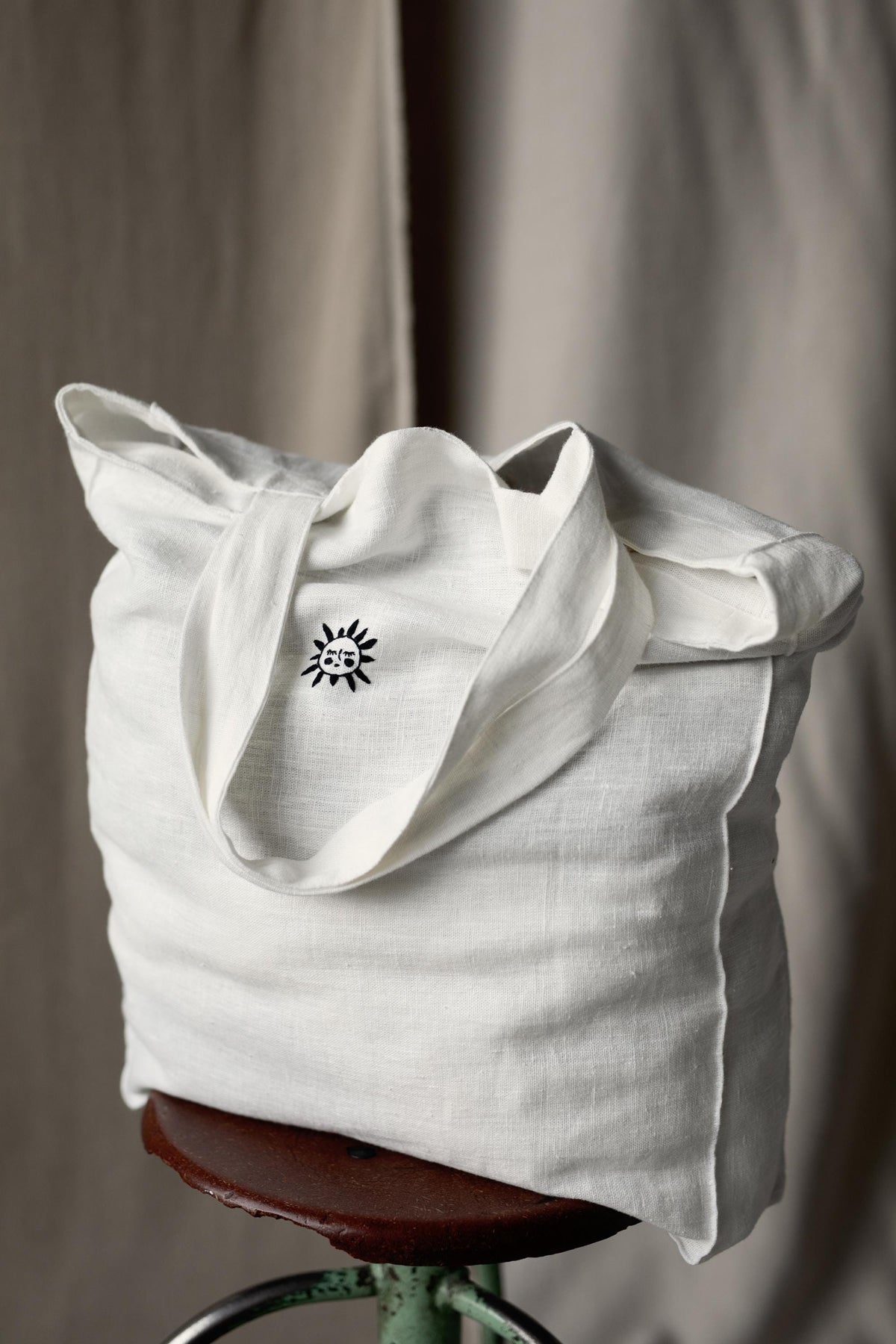 White Classic Large Linen Tote Bag
