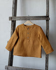 Mustard Long Sleeve Button Linen Shirt, 7-8 years (STOCK)