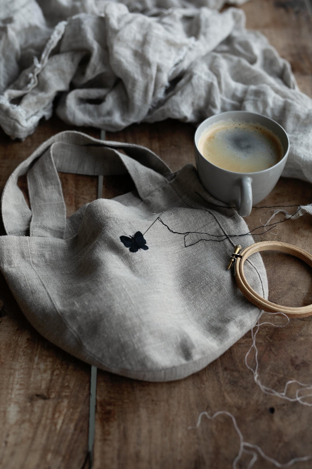 Natural Mini Round Linen Bag