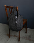Midnight Stripe Small Round Linen Bag