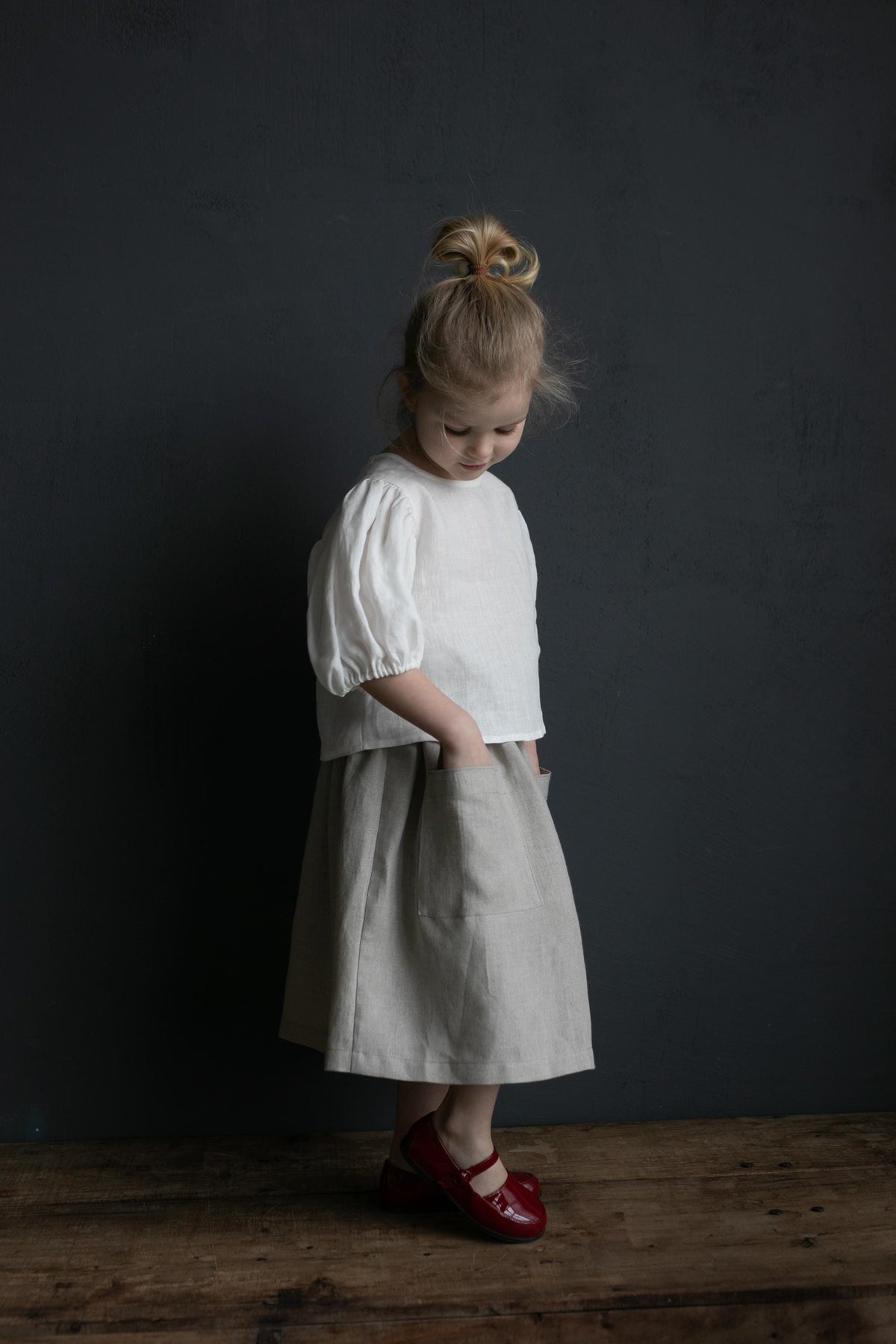 White Linen Puff Sleeve Top