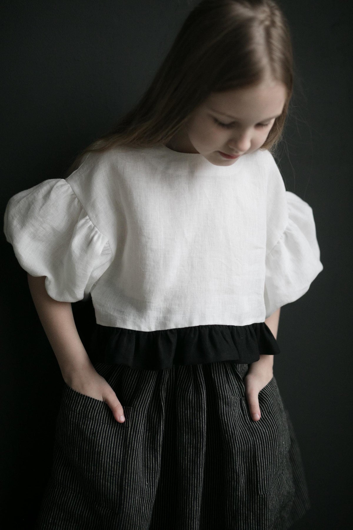 White Balloon Linen Top