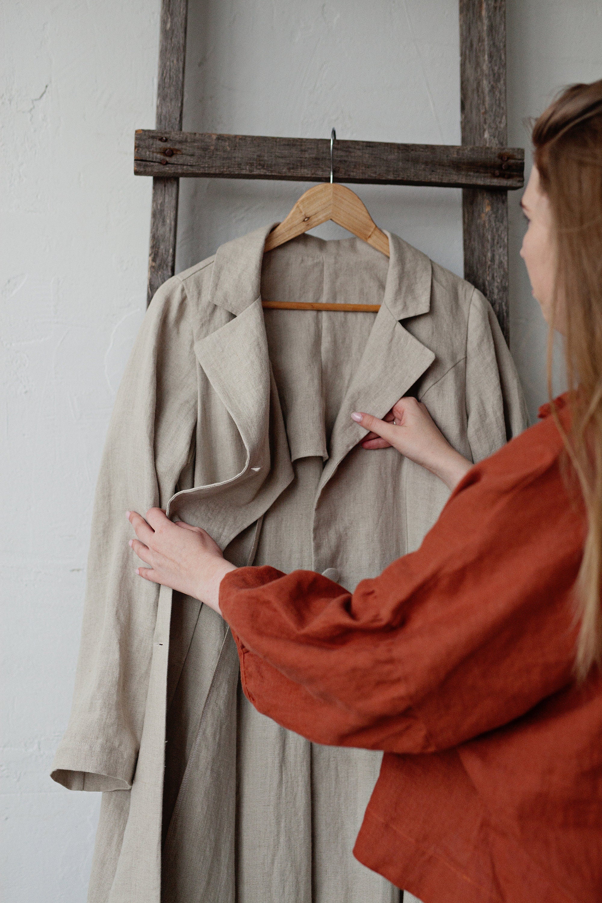 Natural Jane Austen Linen Coat, Sizes S &amp; L (STOCK)