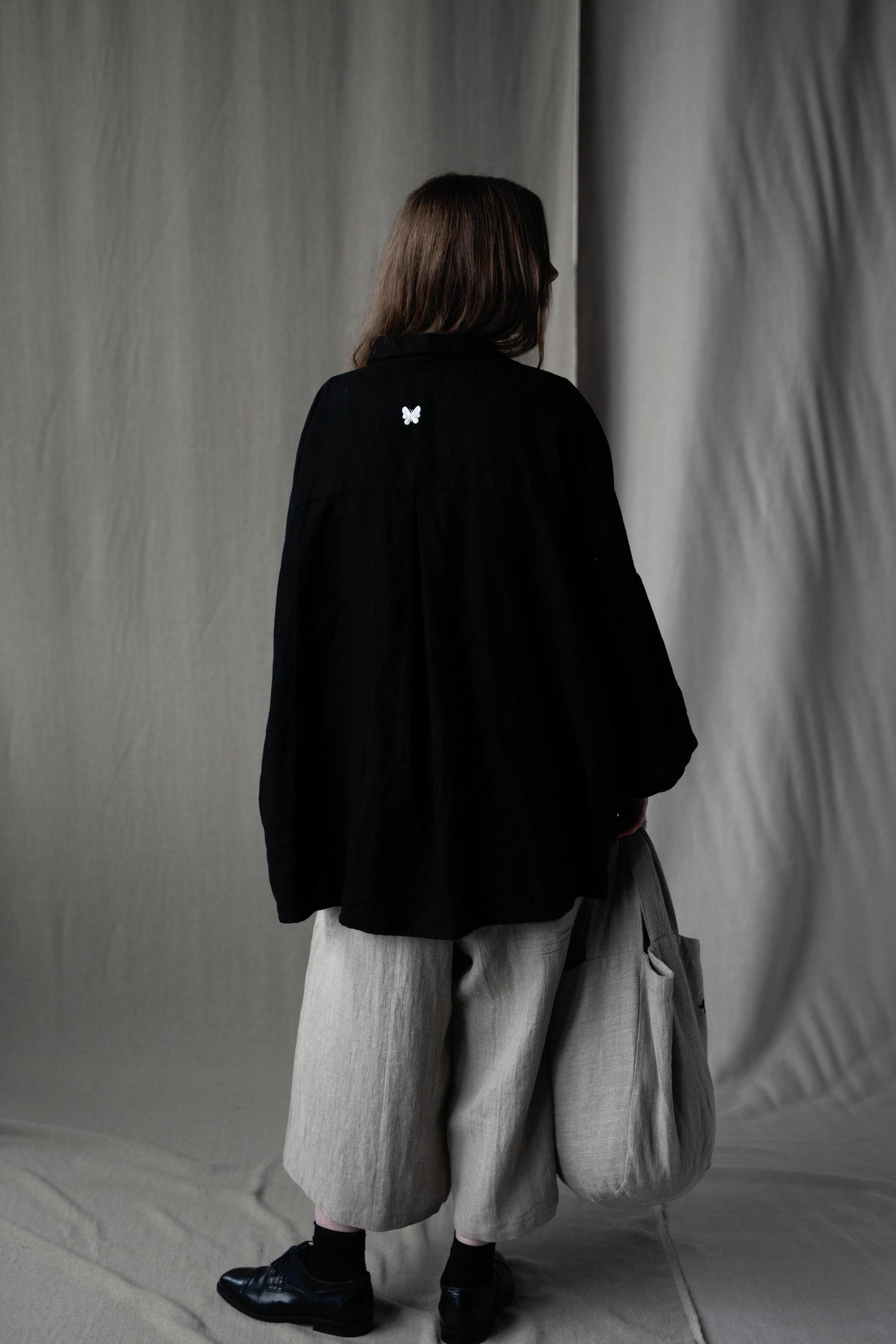 Black Long Linen Shirt