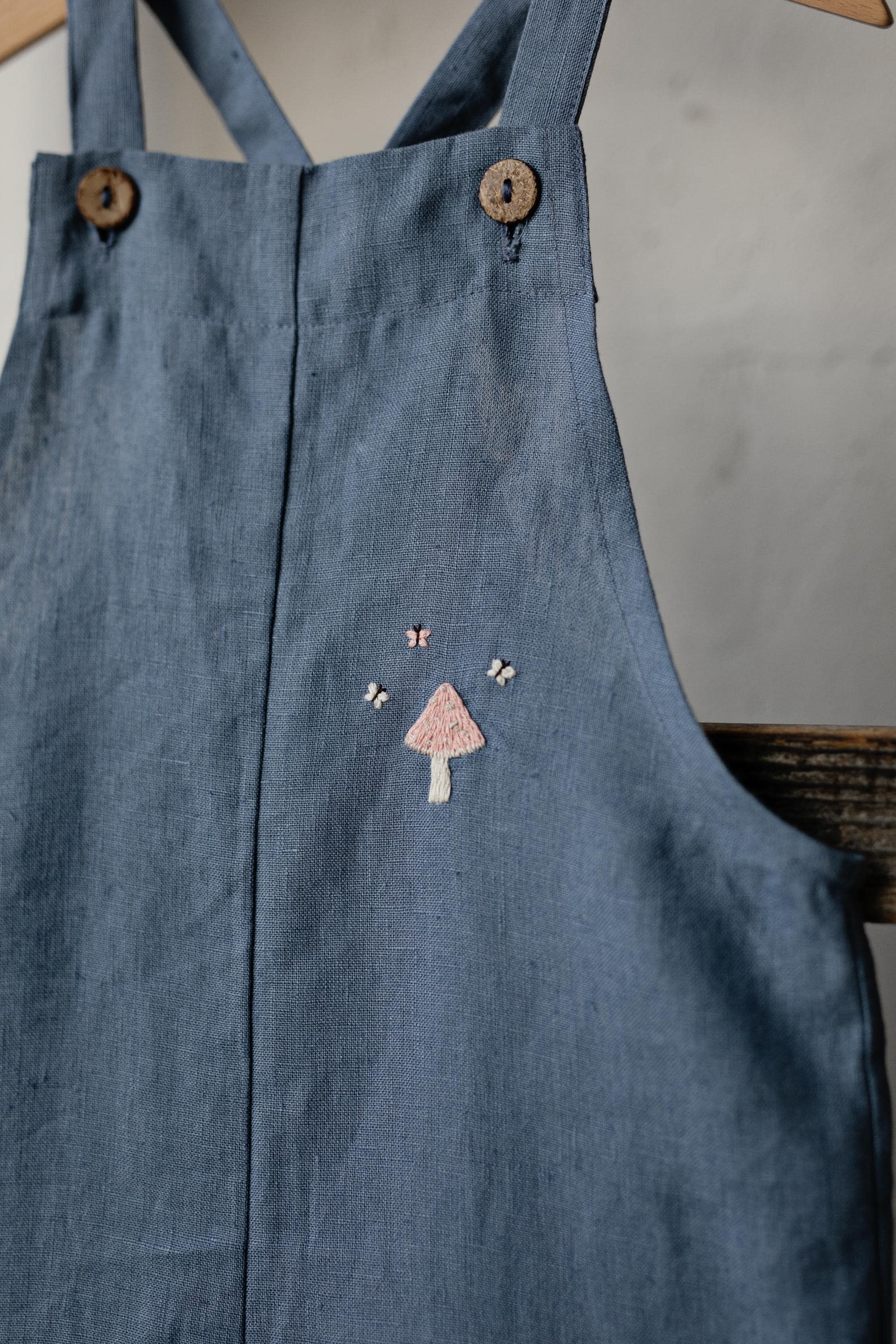 Dusty Blue Linen Overalls