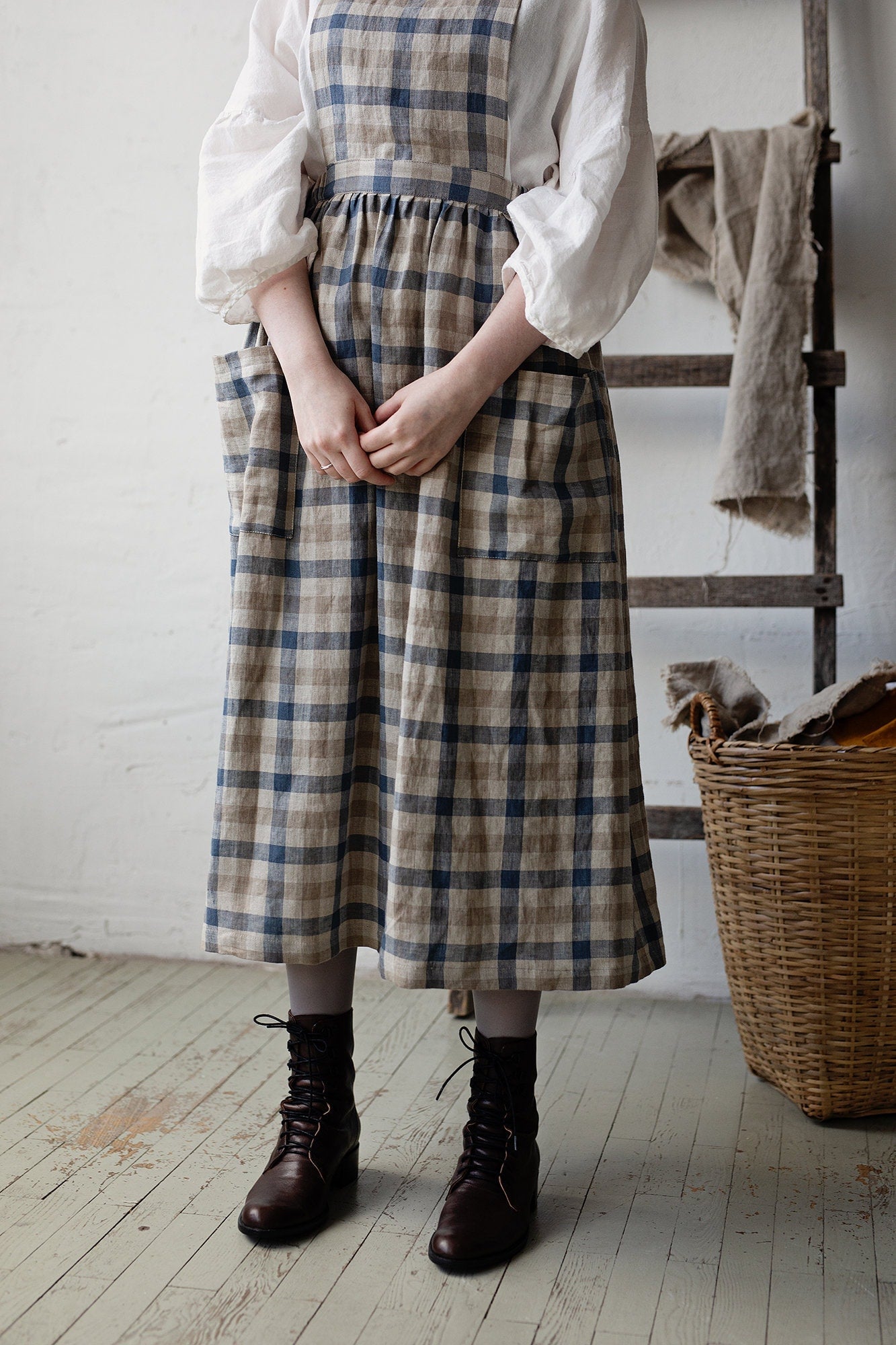 Beach Festive Cottage Linen Dress, Size XL (STOCK)