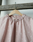Pink Polka Dot Ruffle Linen Shirt