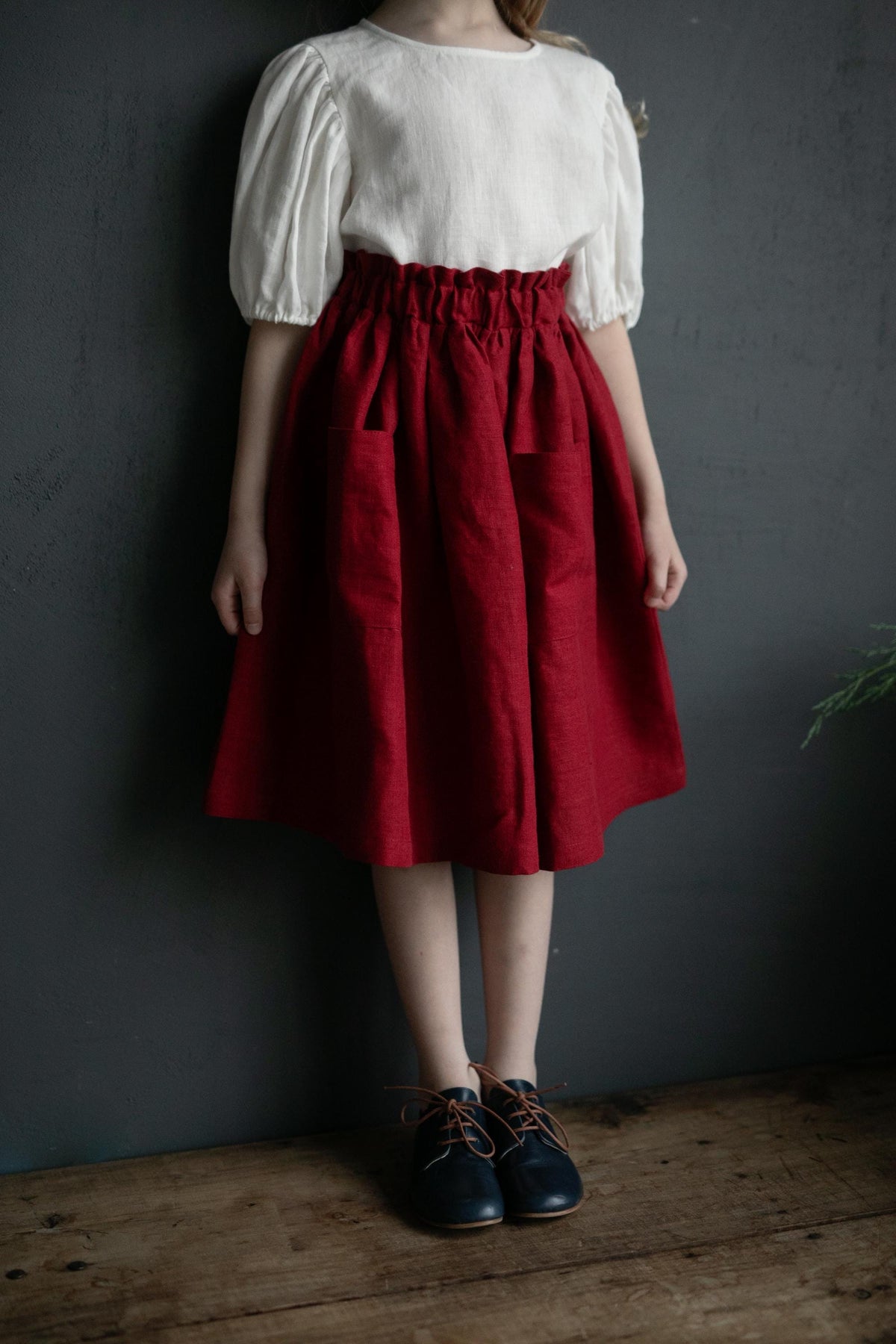 Cherry Long Linen Skirt
