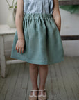 Mint Simple Midi Linen Skirt