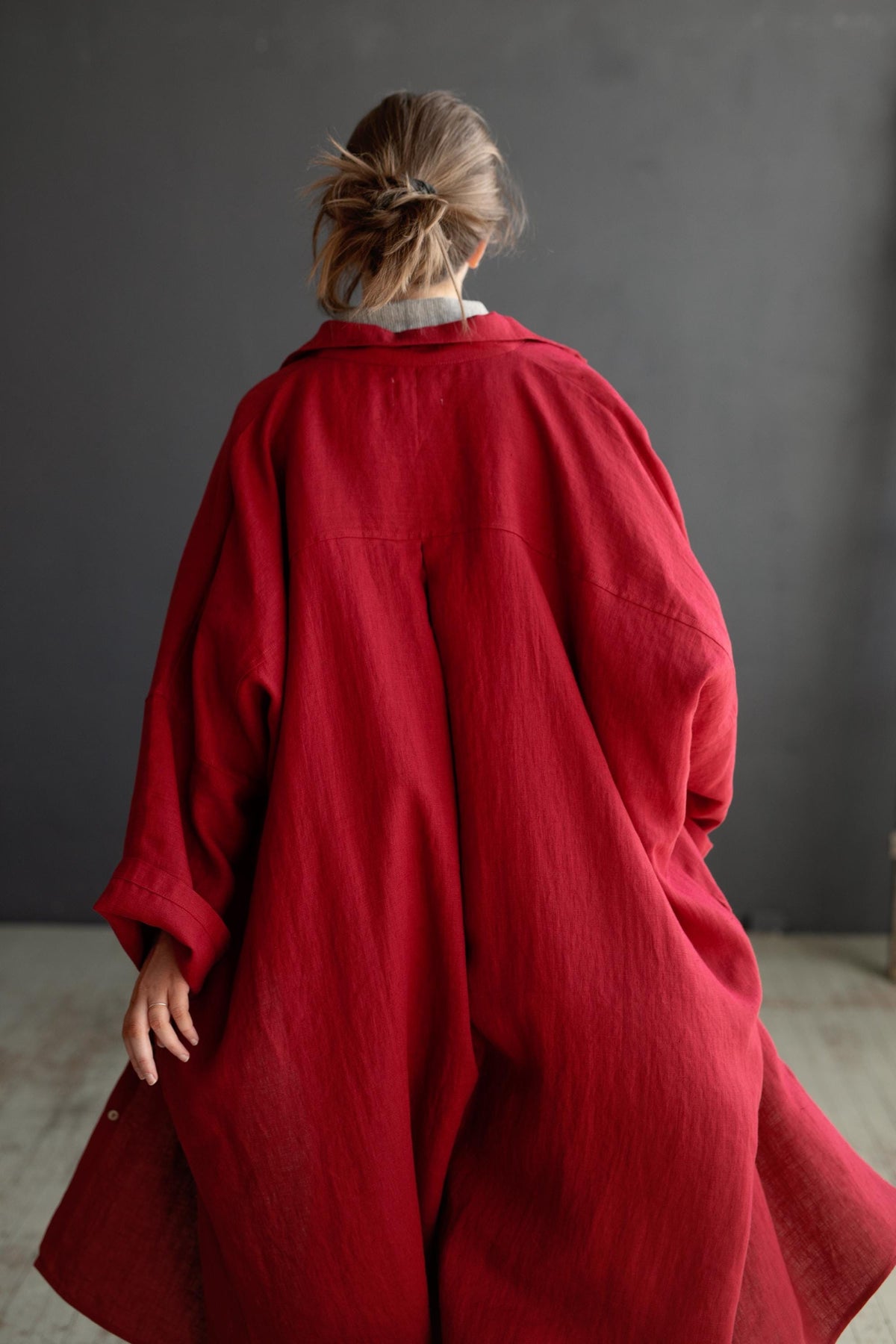 Cherry Linen Shirt Dress
