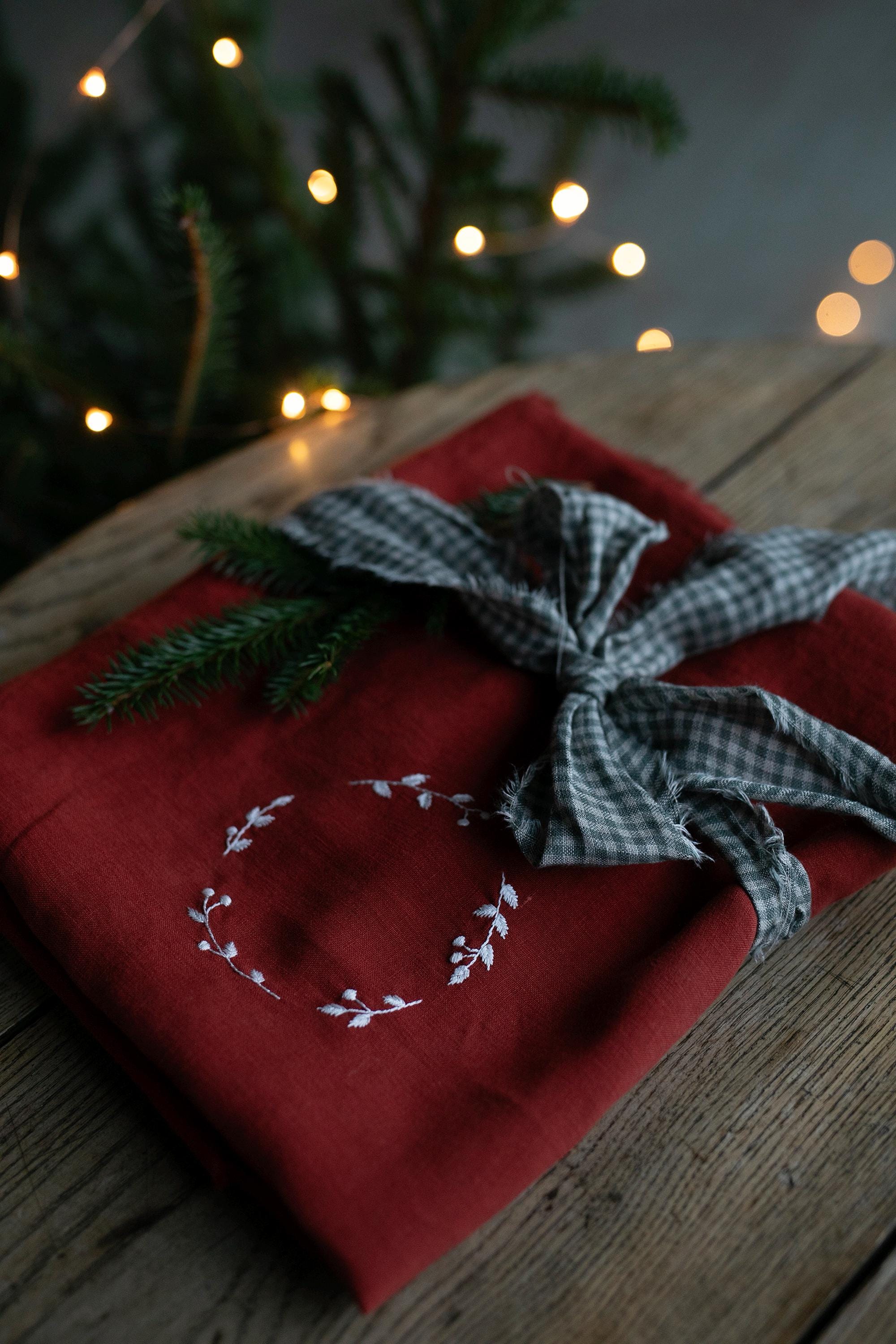 Brick Red Linen Table Runner