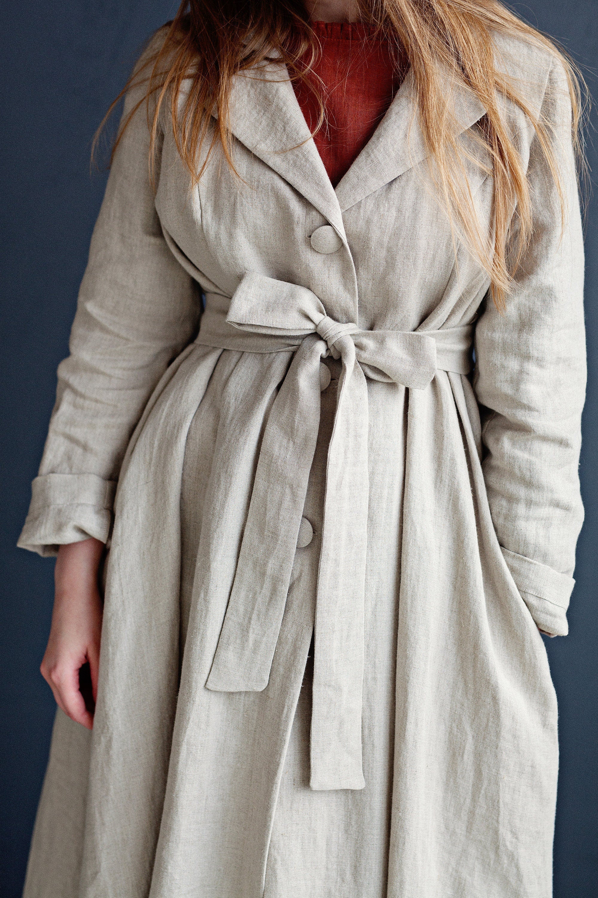 Natural Jane Austen Linen Coat, Sizes S &amp; L (STOCK)