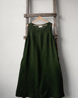 Forest Green Sleeveless Linen Dress, Sizes S & XXL (STOCK)