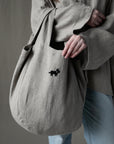 Natural Small Round Linen Bag