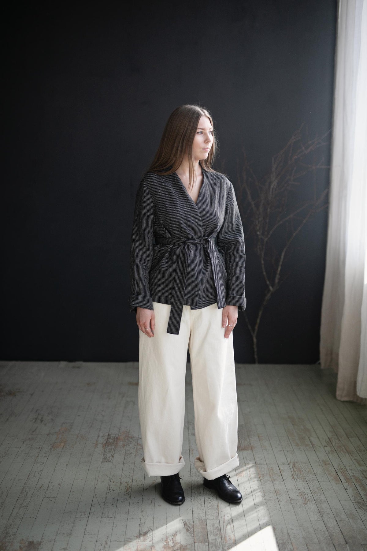 Midnight Stripe Kyoto Linen Jacket