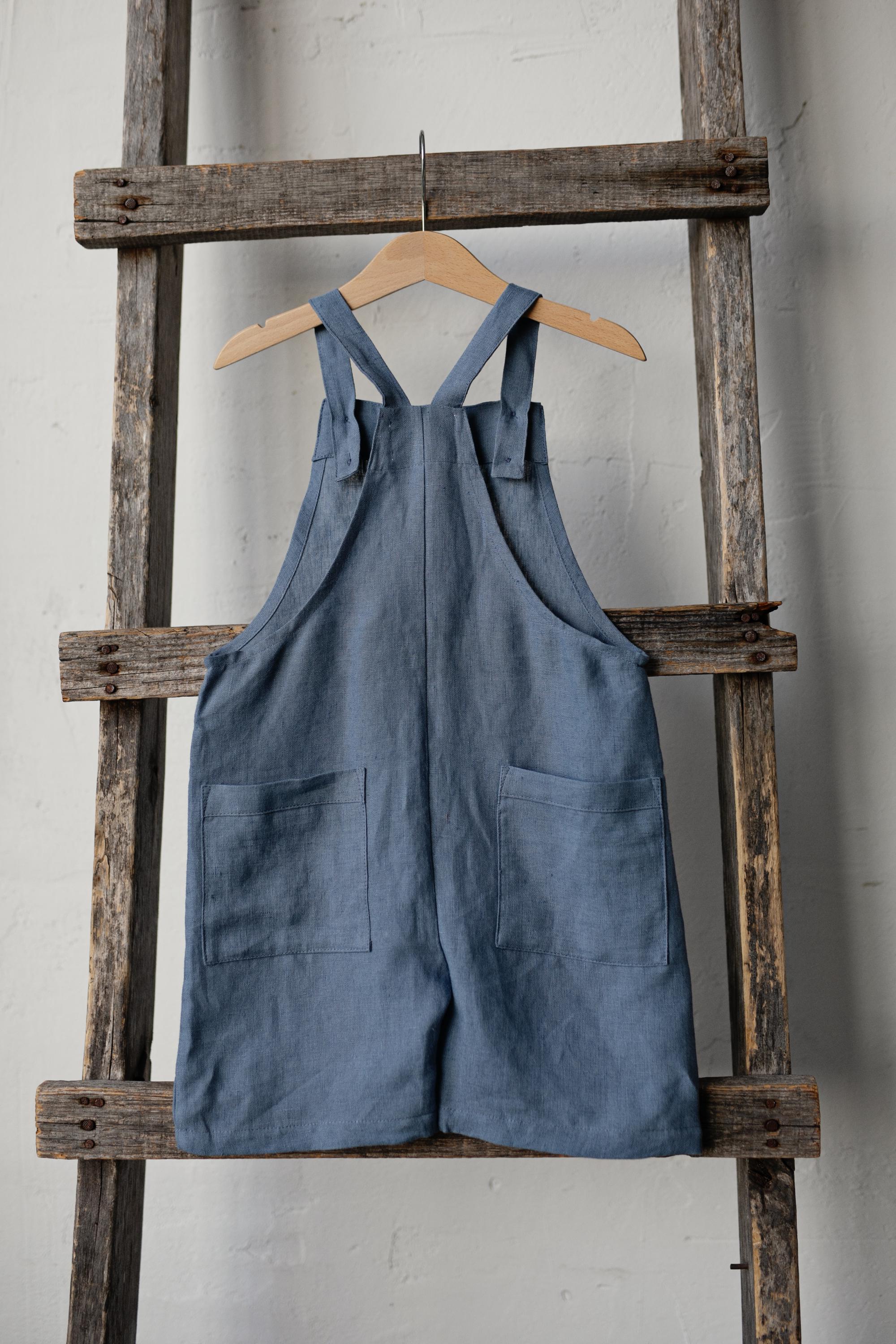 Dusty Blue Linen Overalls