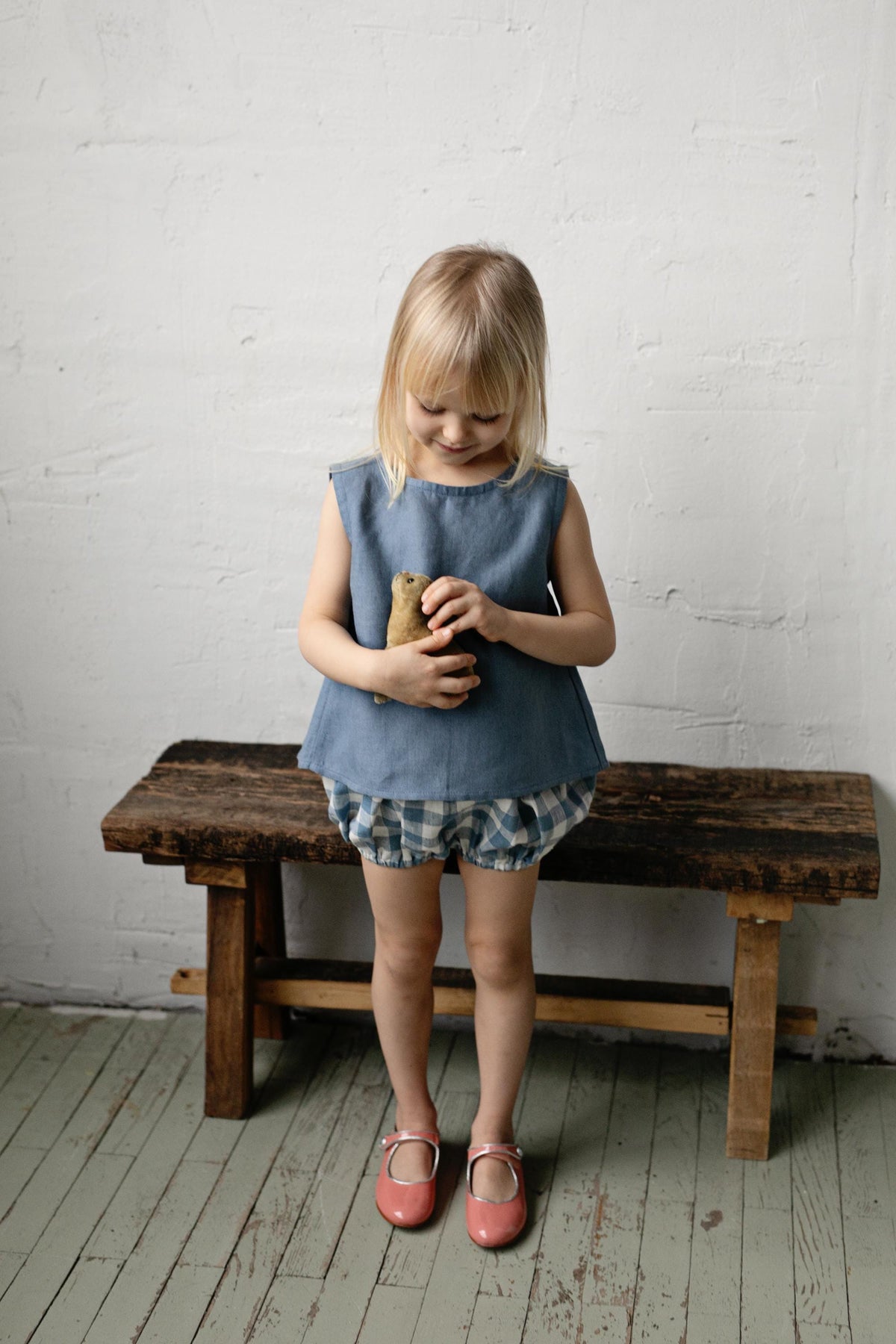 Dusty Blue Ribbon Linen Shirt