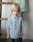 Baby Blue Classic Short Sleeve Linen Shirt