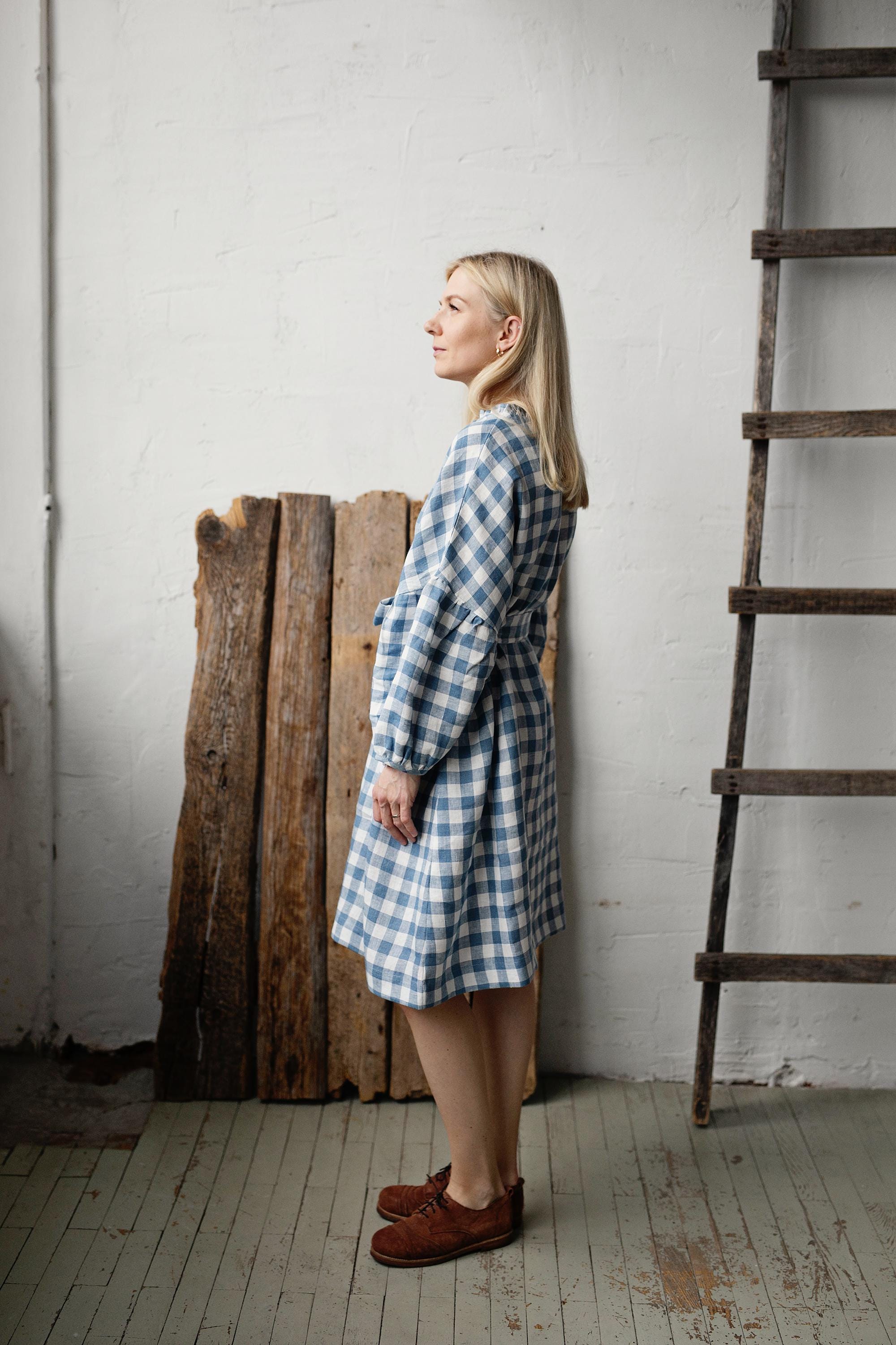 Aquamarine Daisy Linen Dress