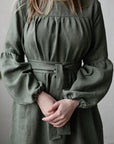 Sage Victorian Linen Dress