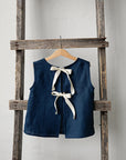 Navy Blue Ribbon Linen Shirt