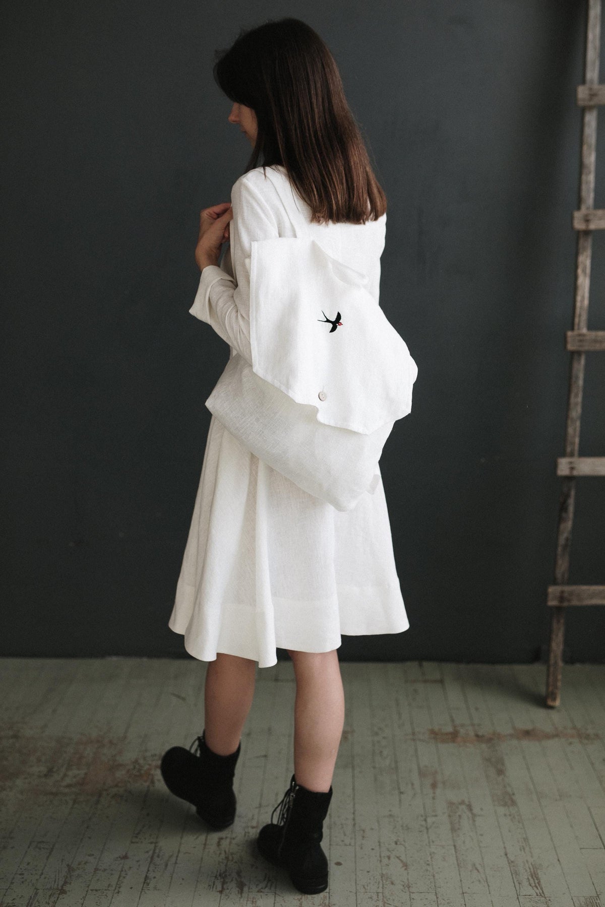 White Linen Backpack