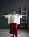 White 3/4 Linen Shirt