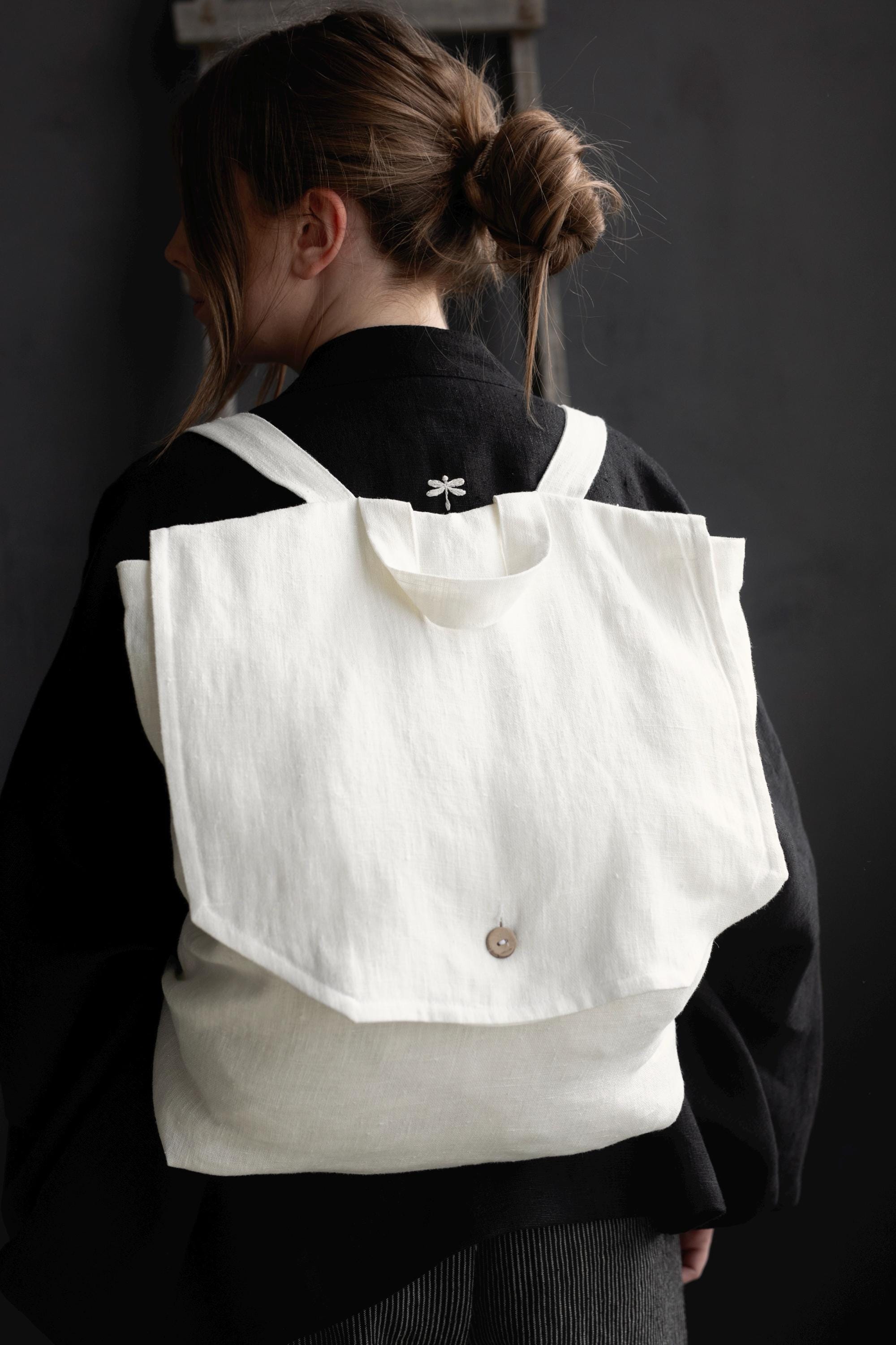 White Linen Backpack