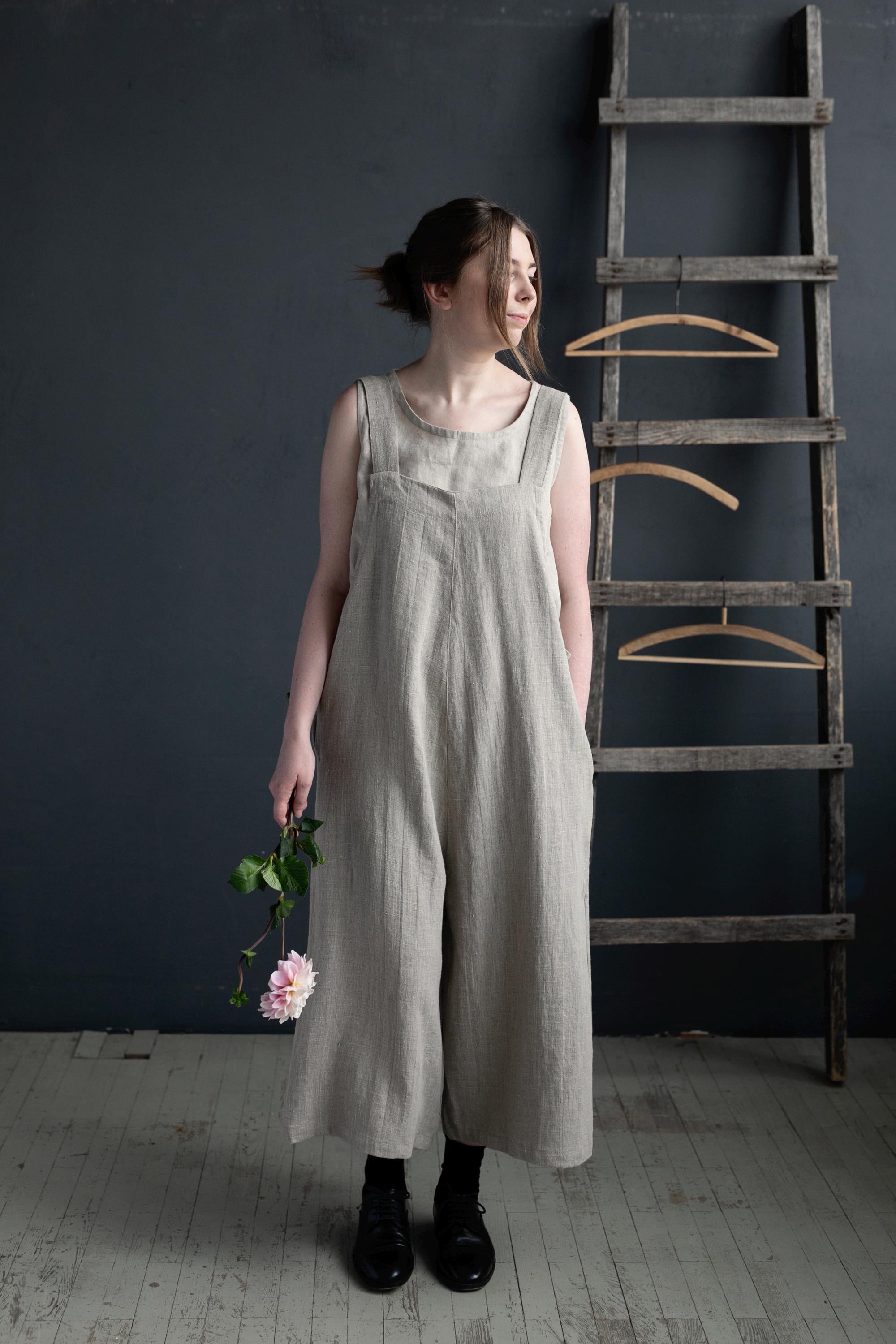Natural Linen Overalls