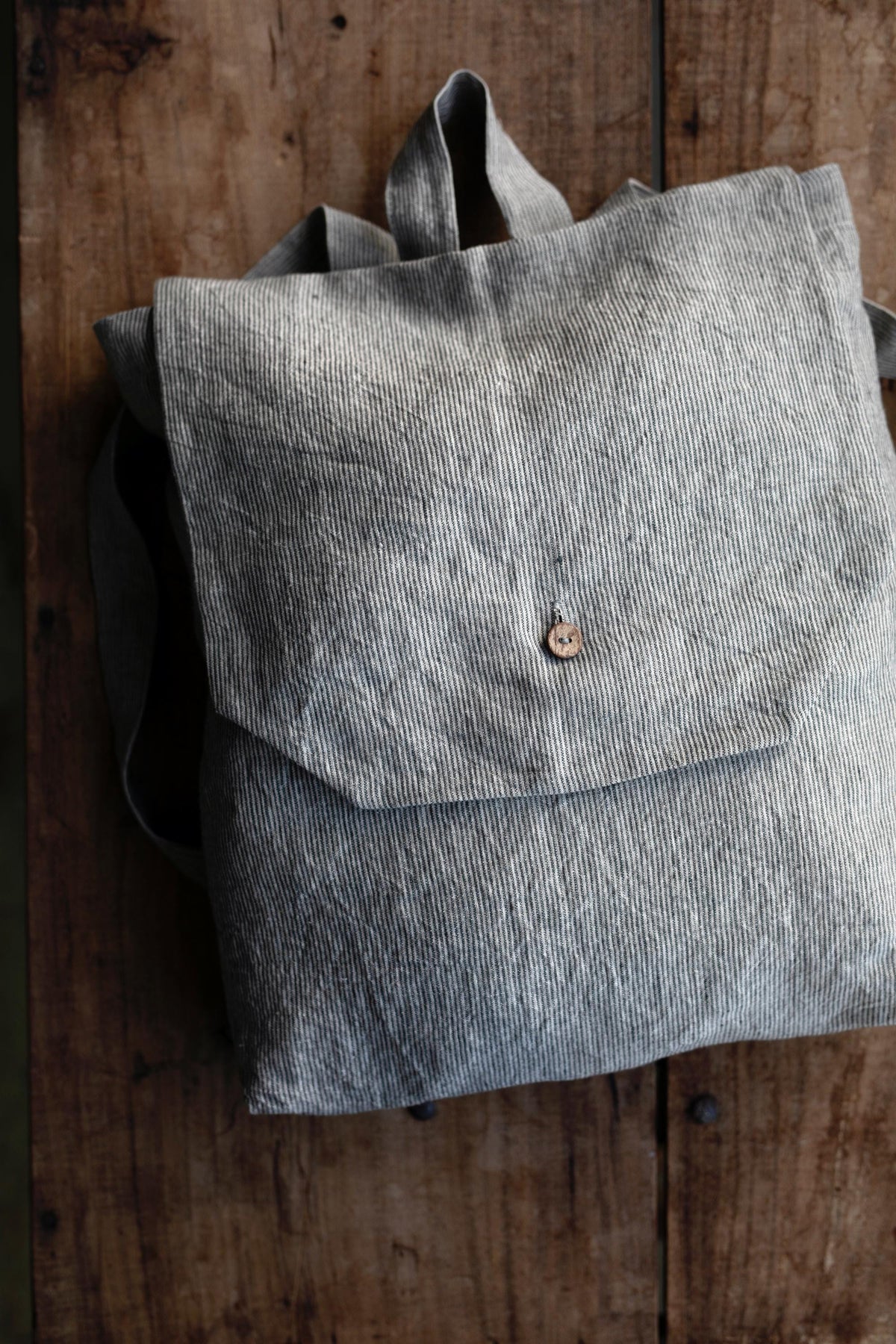 B&amp;W Stripe Linen Backpack