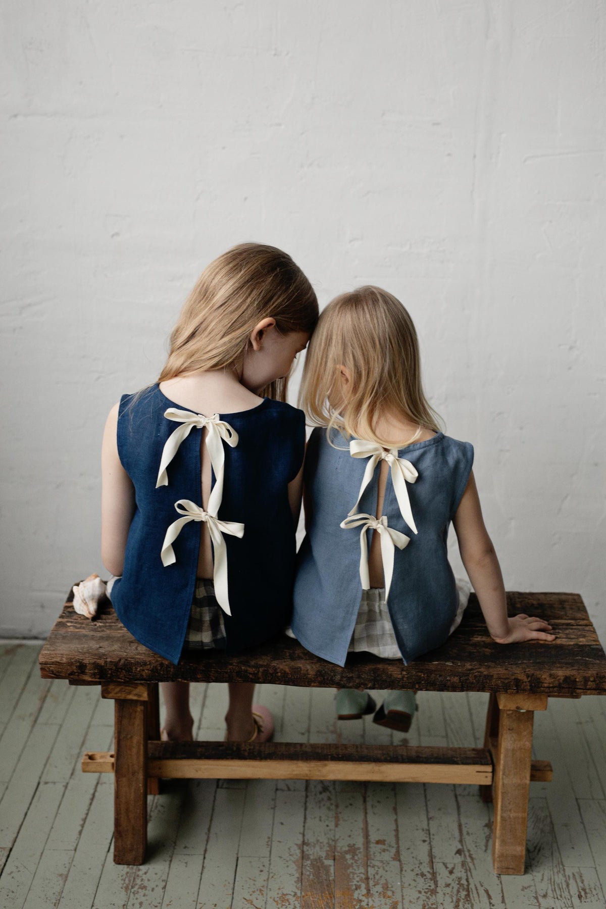 Navy Blue Ribbon Linen Shirt
