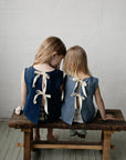 Navy Blue Ribbon Linen Shirt