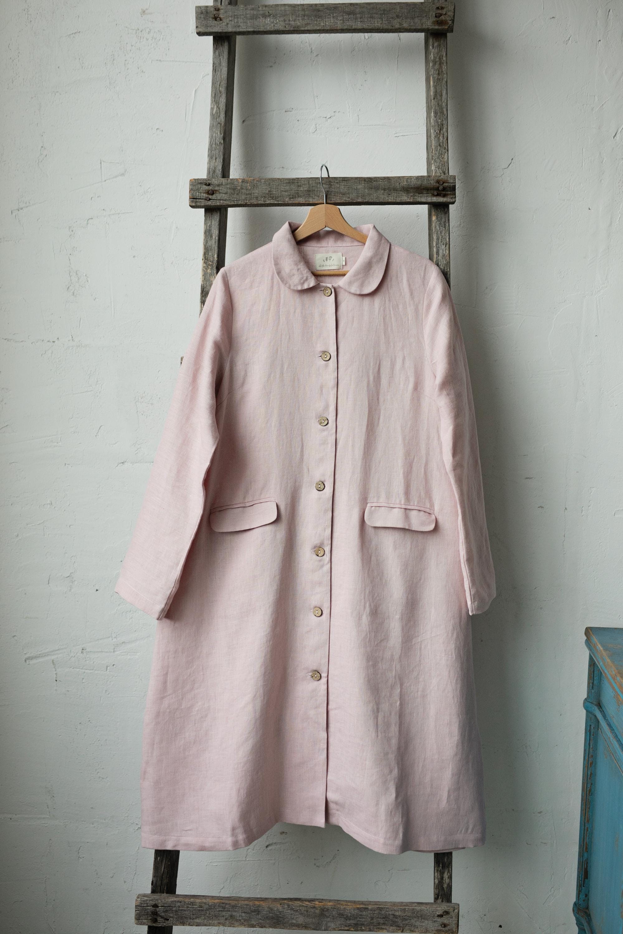 Baby Pink Classic Linen Coat, Size XL (STOCK)