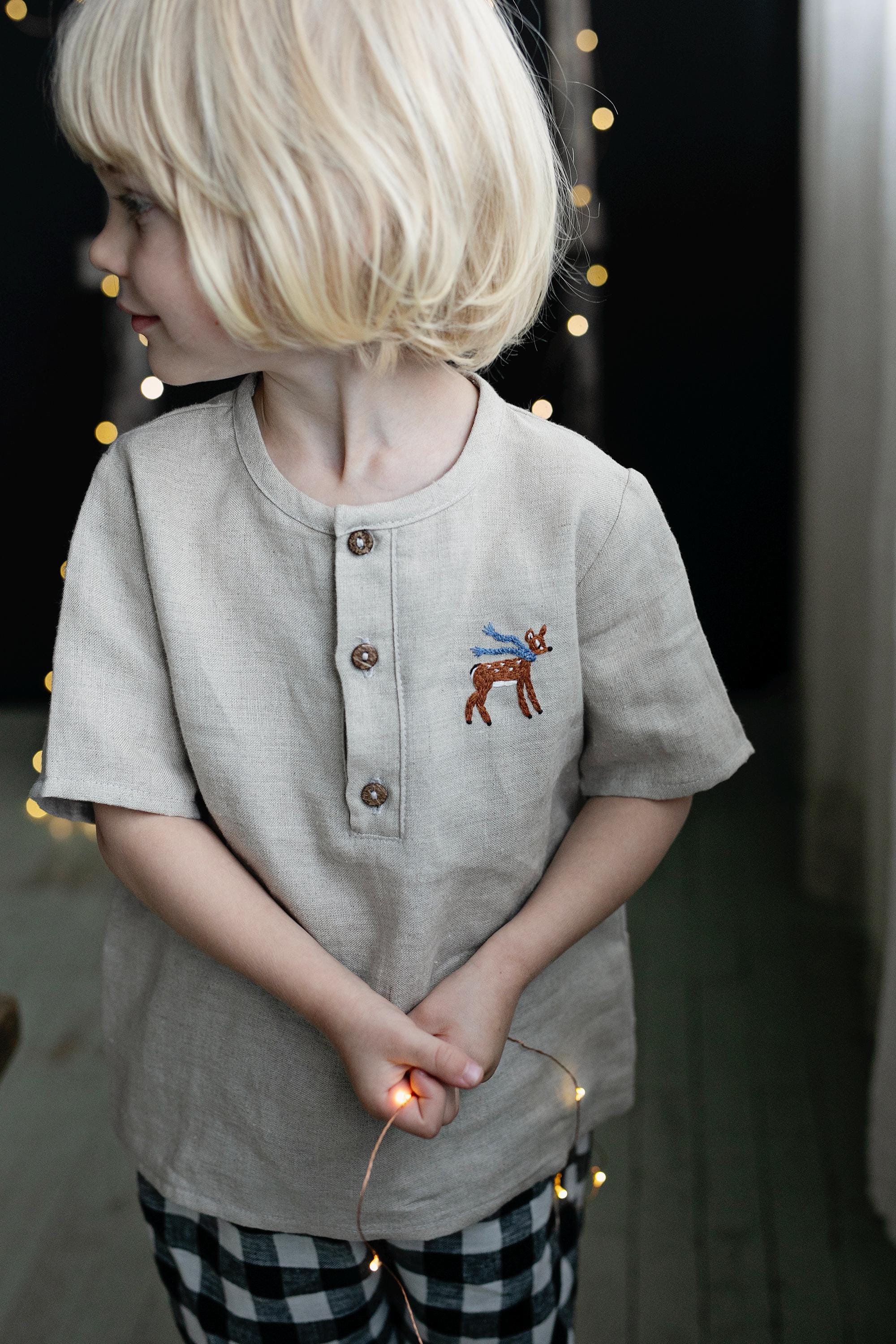 Natural Short Sleeve Button Linen Shirt