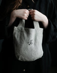 B&W Stripe Mini Round Linen Bag