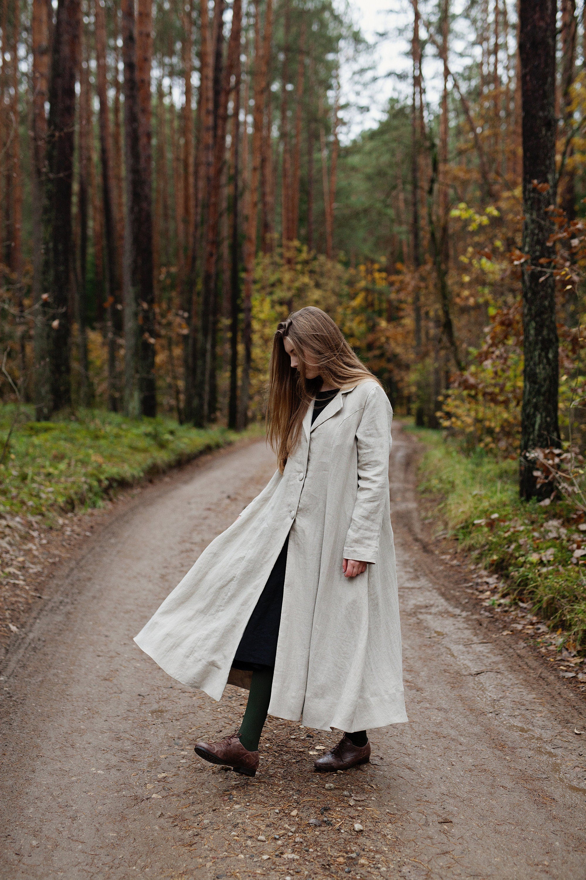 Natural Jane Austen Linen Coat, Sizes S &amp; L (STOCK)