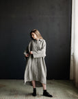 B&W Stripe Linen Shirt Dress
