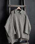B&W Stripe Long Linen Shirt