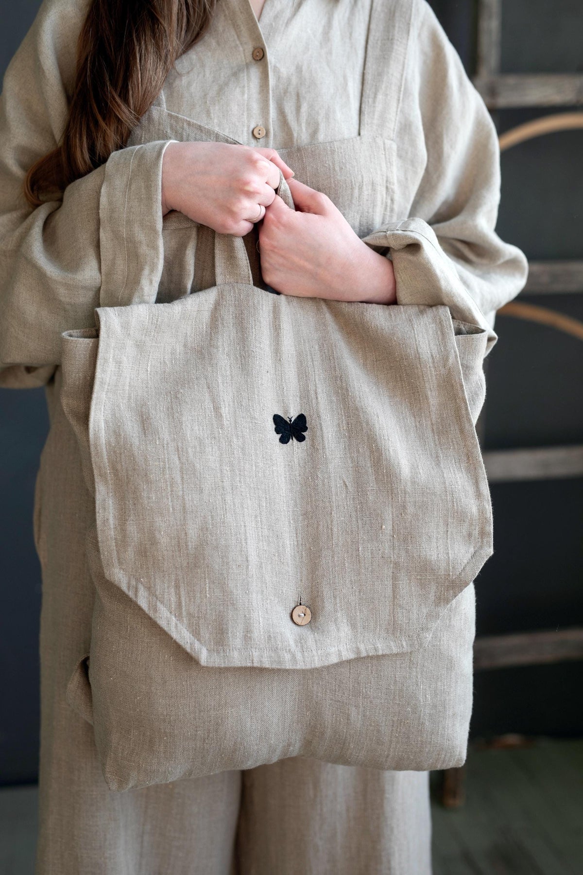 Natural Linen Backpack
