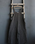 Midnight Stripe Linen Overalls
