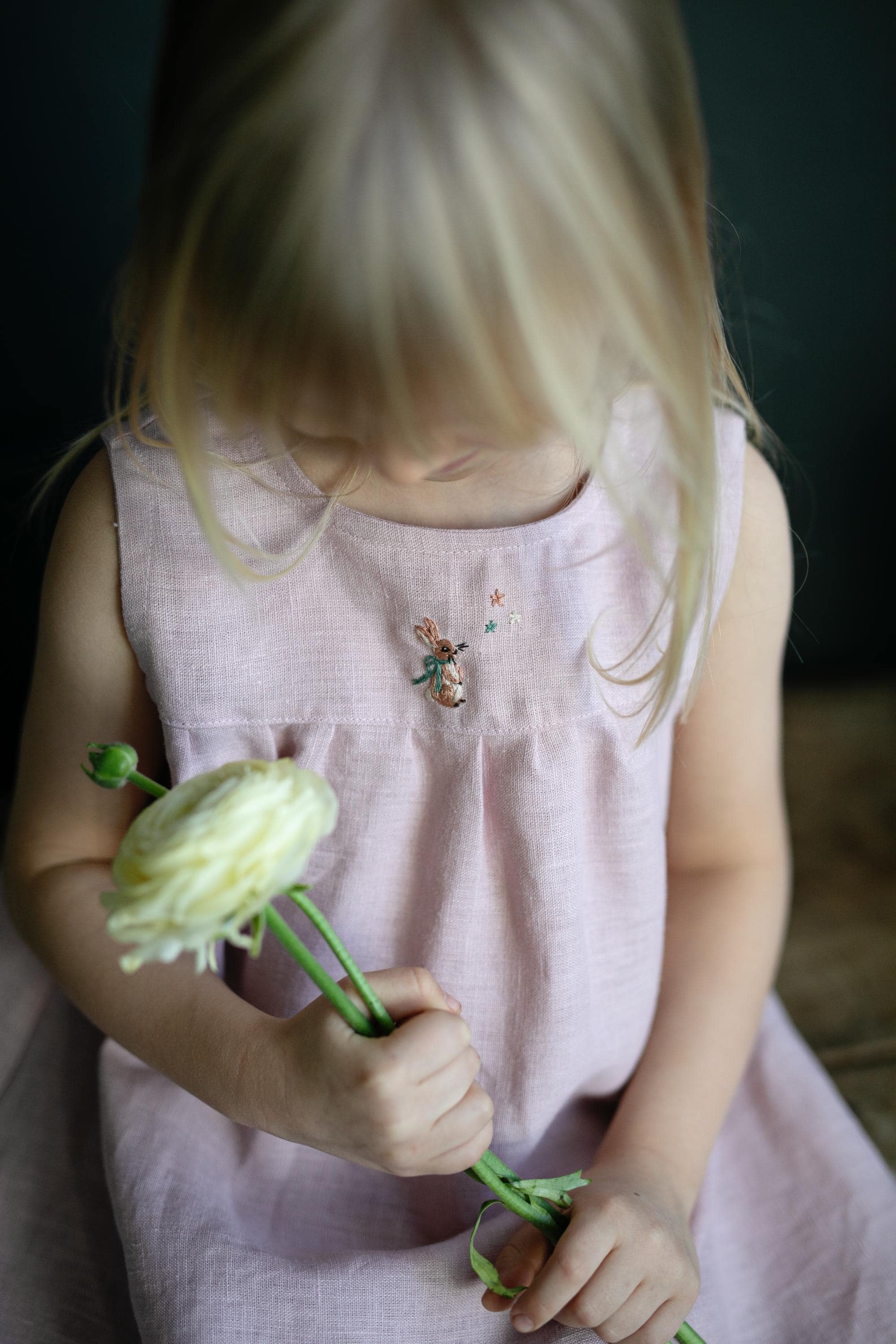 Baby Pink Violet Linen Dress