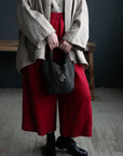 Midnight Stripe Mini Round Linen Bag