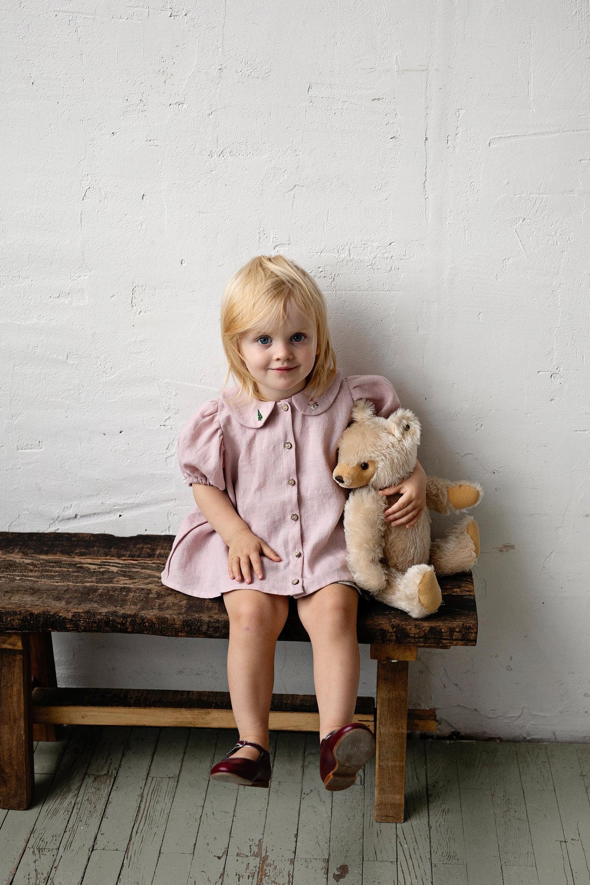 Baby Pink Candy Shirt, Size 2-3 years, Christmas tree &amp; Snowman embroidery (STOCK)
