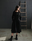 Black Midi Fitted Linen Dress