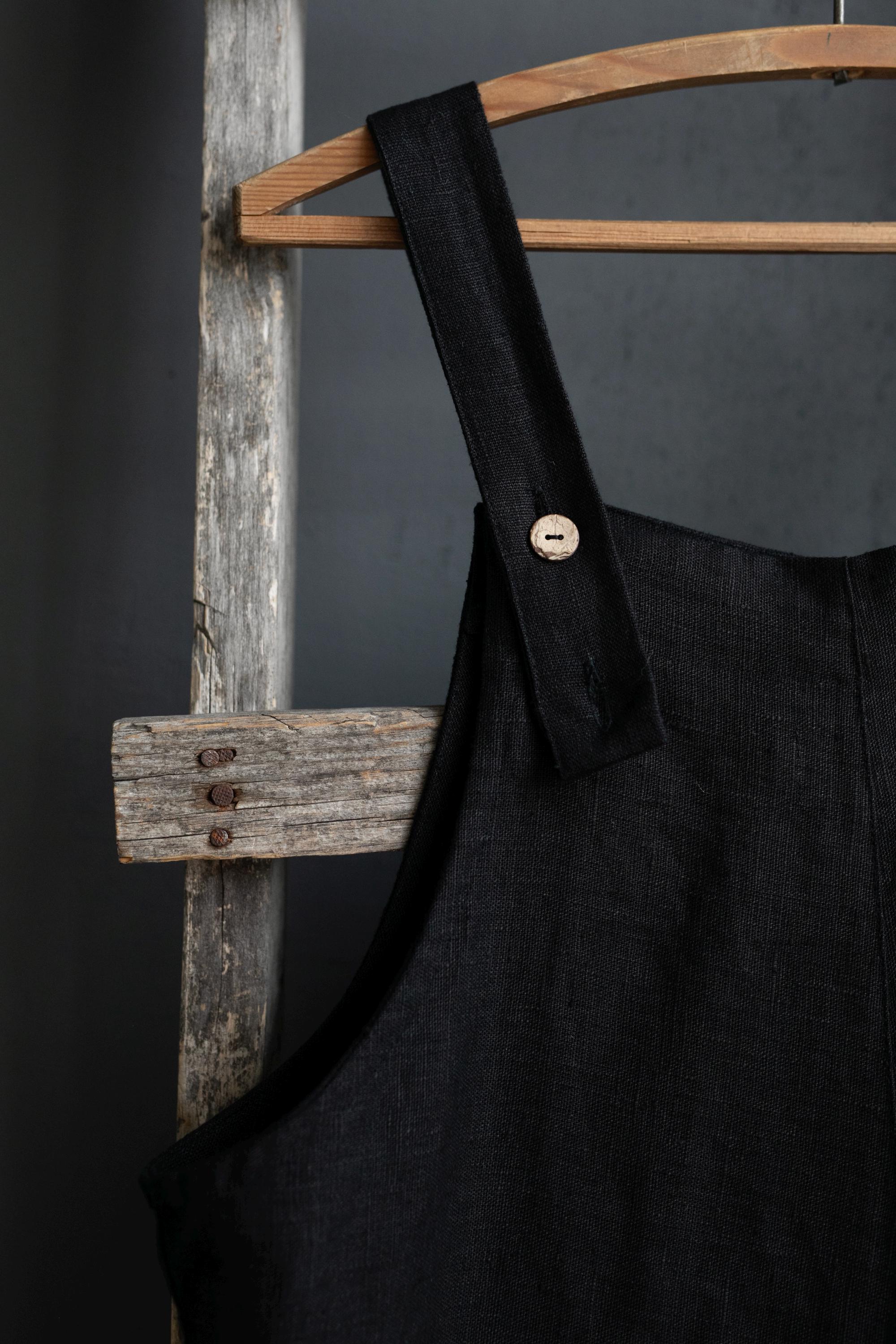 Black Linen Overalls