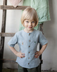 Baby Blue Classic Short Sleeve Linen Shirt